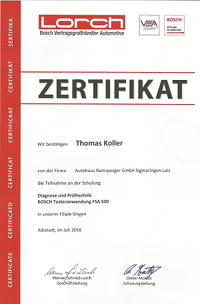 Sachkundenachweis: Diagnose und Prüftechnik BOSCH Testeranwendung FSA 500