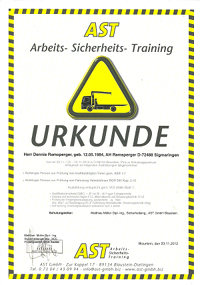 Sachkundenachweis: AST Arbeits-Sicherheits-Training